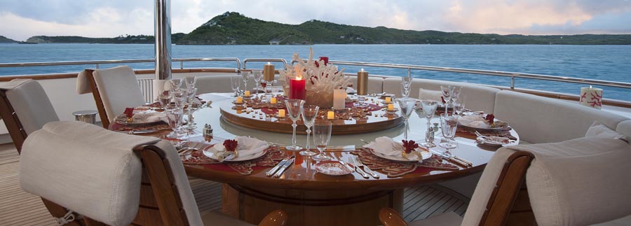 fine dining on motor yacht starfire