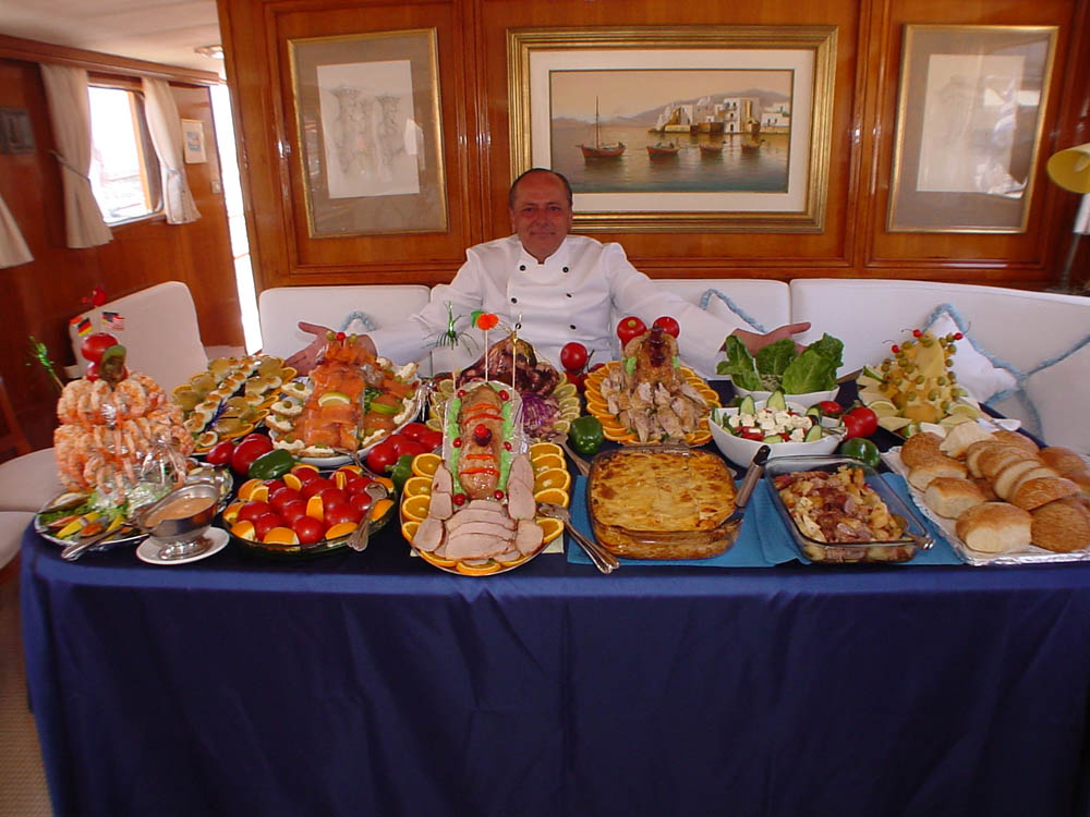 mega yacht charter food